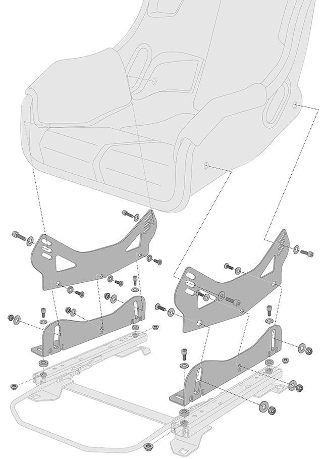 N SPORT レカロRMS専用サイドステー ハイポジションタイプ 仕様・取り付けサイズ